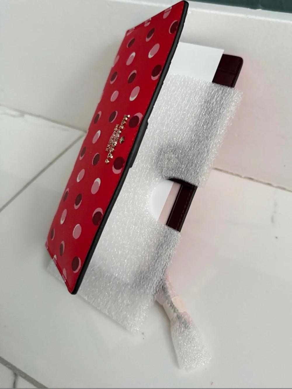 kate spade Red Polka Dot Continental Wallet with Pink and Burgundy Dots